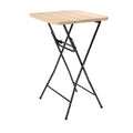 Compact Foldable Table with Wooden Top and Metal Frame