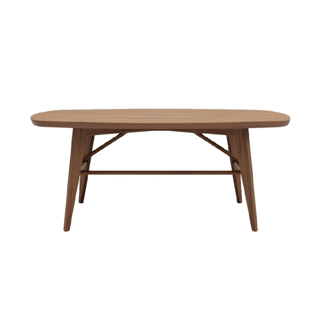 Mid-Century Modern Oval Wooden Coffee Table with Slanted Legs